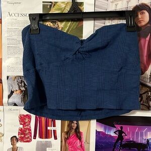 Ribbed Bandeau Tube Top with Knot Detail